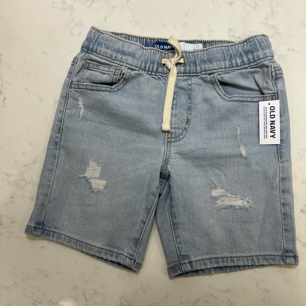 Old Navy Light Blue Denim Shorts with High Waist and Distressed Look for boy - Picture 5 of 5